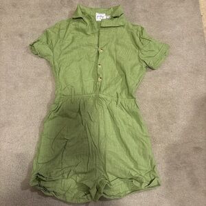 Green Linen Romper
